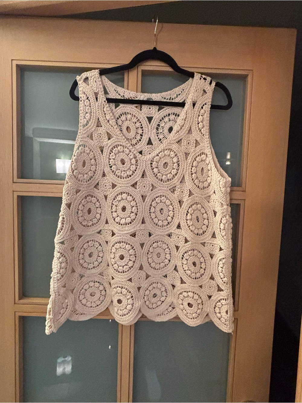 Crochet Lace Top - Cream Sleeveless Women's Top